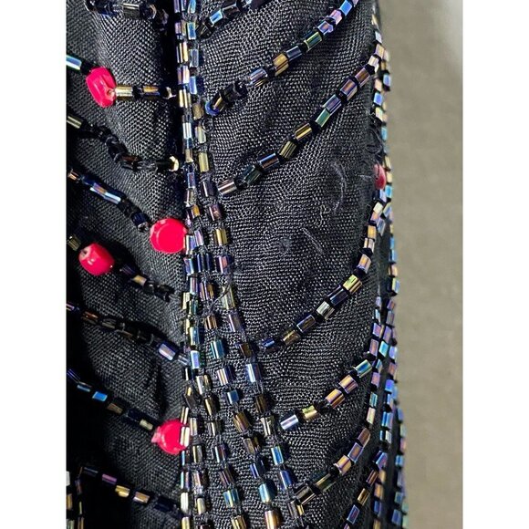 Topshop Womens Cropped Jacket Black Open Front Embellished 100% Viscose SZ 2 - Picture 6 of 7